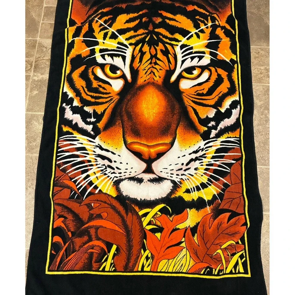 Vtg Large Tiger‎ Print Towel
